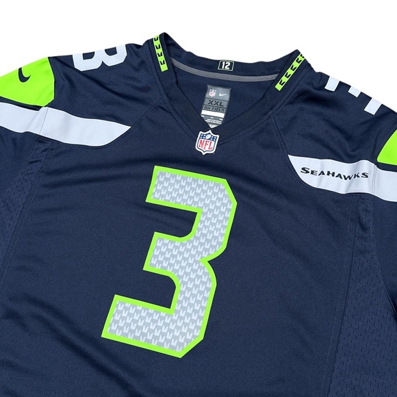 Nike On Field Seattle Seahawks Russell Wilson Blue NFL Football Jersey Mens 2XL - Picture 3 of 11